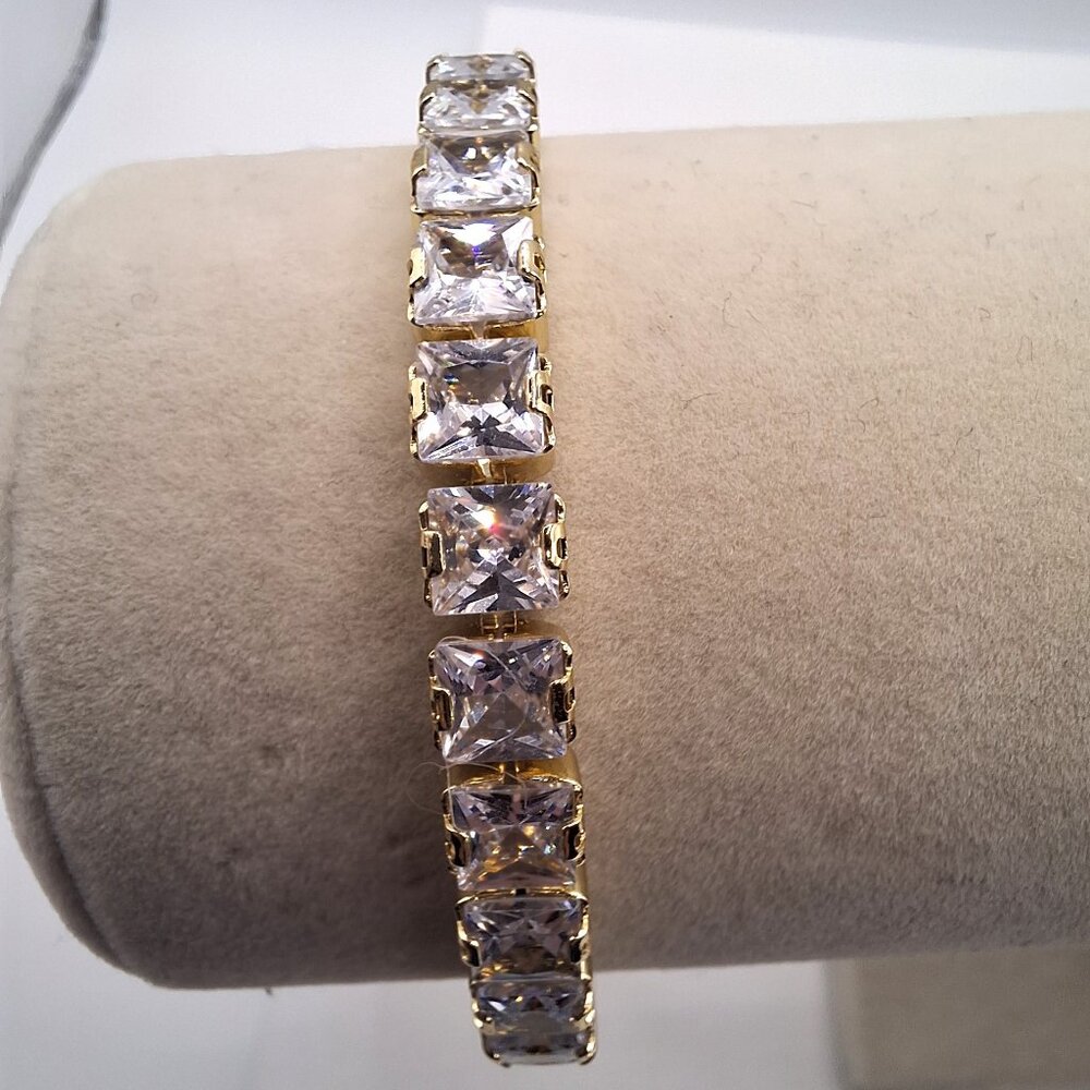 Gold-tone Tennis Slider Bracelet Swarovski Crystal NWT